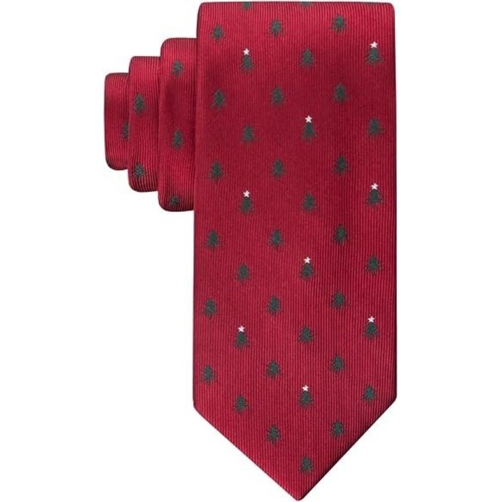 TOMMY HILFIGER Men's  Christmas Tree Stars Silk Twill Classic Tie Width: 3-1/8"